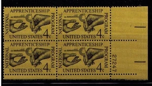 US USA Sc# 1201 MNH FVF PLATE # BLOCK Apprenticeship Hands Micrometer - Picture 1 of 1