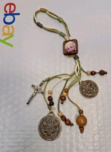 Saint Benedict Home Protection Charm Door Hanger with two Sided Silver Tone Meda - Picture 1 of 10