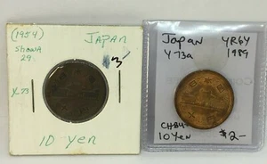 2PC Set of Japan Yr.29(1954) 10 Yen Y73 and Japan Yr.64(1989) 10 Yen Y73a Ch. BU - Picture 1 of 5