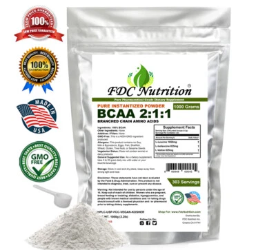 FDC NUTRITION ALL SIZE BRANCHED CHAIN AMINO ACIDS - BCAA FREE FORM - PURE KOSHER POWDER