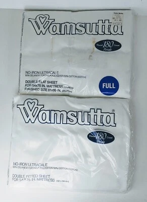 Полный комплект постельного белья Wamsutta 180 штук винтажный белый двойной плоский простыня на резинке  - Изображение 1 из 4