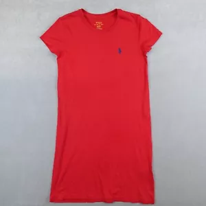 Polo Ralph Lauren Shirt Dress Red Short Sleeve Crew Neck Pony Logo Size XS - Picture 1 of 8