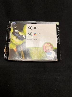 HP Combo Pack 60 Black 60 Tri-color Plus HP Adv. Photo Paper Glossy Never Opened - Image 1 of 2