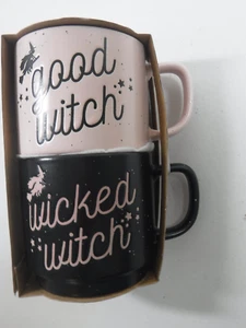 Cobwebs & Cauldrons 2 Stackable Latte Coffe Tea Cups Mugs Witches Design - Picture 1 of 7