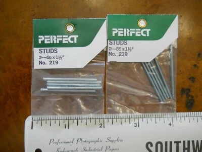 PERFECT #219 STUDS, 2-56 x 1-1/2" (TWO PACKS OF 6 PCS EA.) (NEW OLD STOCK) - Image 1 of 4