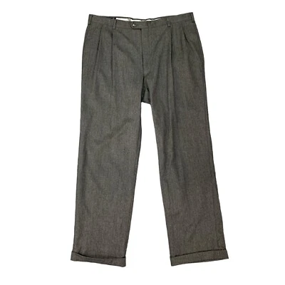 Vintage Austin Reed Pant Mens 36 Gray Virgin Wool Pleated Front Made USA *READ - Image 1 of 4