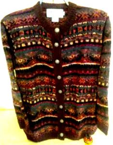 Wool Cashmere Blend Cardigan Jacket Large 42" Nor'easterly by Harley of Scotland - Picture 1 of 7