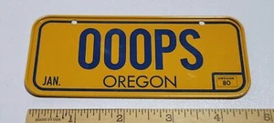 Oregon OOOPS Metal Bicycle License Plate Cereal Premium Rare Vintage - Picture 1 of 2