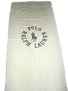 VINTAGE RALPH LAUREN RL POLO CLUB BLUE WHITE (1) LARGE BEACH TOWEL 36 X 68 - Picture 1 of 7