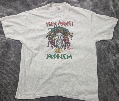 Camiseta vintage gráfica cosida única jamaicana "Hey Mom No Problem" talla XL Foto 1 de 4