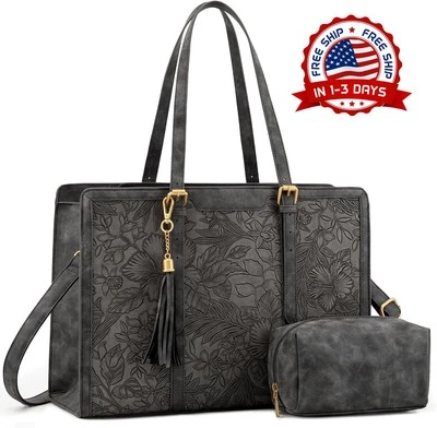 Bolso para portátil de mujer, estilo vintage de piel, de 15,6 pulgadas NUEVO US Foto 1 de 4