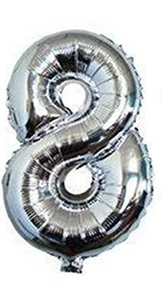 Pallone PALLONCINO numero 8 OTTO ARGENTO in MYLAR foil 41cm - Immagine 1 di 2