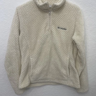 Suéter polar Columbia Sportswear para mujer mediano 1/4 cremallera pulóver color crema Foto 1 de 4