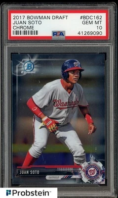Bowman Chrome Draft 2017 #BDC162 Juan Soto Nationals radiocontrol novato PSA 10 GEMA como nuevo Foto 1 de 2