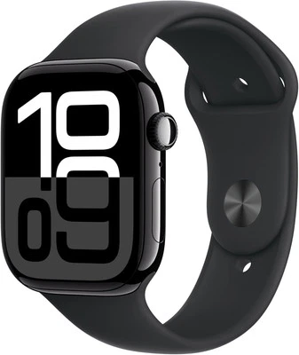 Apple Watch Series 10 GPS 46mm Aluminum Case with Black Sport Band - M/L - Jet B