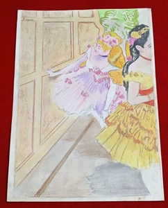 Edgar Degas Drawing on paper (Handmade) signed and stamped mixed media. - Picture 1 of 6