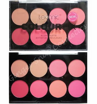 Technic Blusher Palette Set Hot Pink Baby Red Coral Peach Bronze Dusky Bright