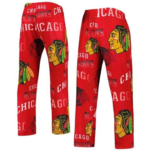 Men's Concepts Sport Red Chicago Blackhawks Windfall Allover Microfleece Pajama Cover