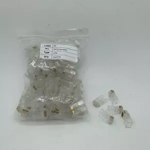 100 Pack of RJ45 Ethernet Connectors - Modular 8-Conductor Ends for Cat6 - Picture 1 of 4