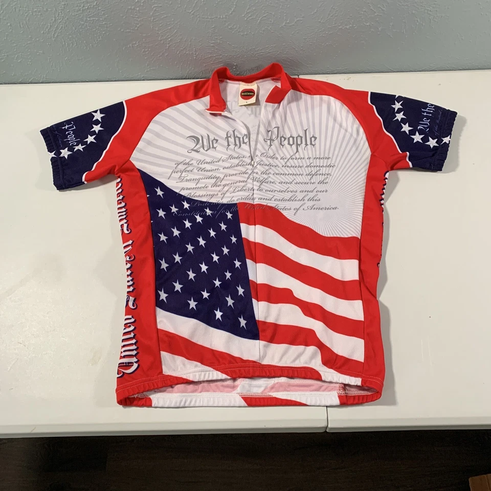World Jersey Men’s US Constitution We The People 3/4 Zip Cycling Jersey Sz L - Image 1 of 4