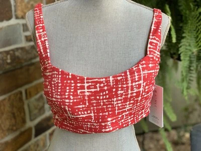 NUEVO CON ETIQUETAS-Athleta Cuello Cuadrado Sujetador Copa Bikini Top en Rojo y Blanco Talla 40D/DD $69 Foto 1 de 4