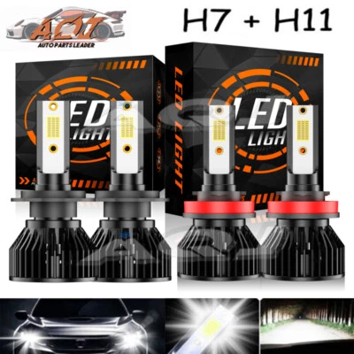 For Ford Fusion SE Sedan 4-Door 2006-2018 H7 H11 LED Headlight High Low Bulbs 4x - Image 1 of 4
