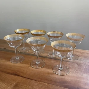 Vintage 30s SET OF 7 Tiffin Franciscan Rambler Rose Gold Champagne Glasses Coupe - Picture 1 of 4