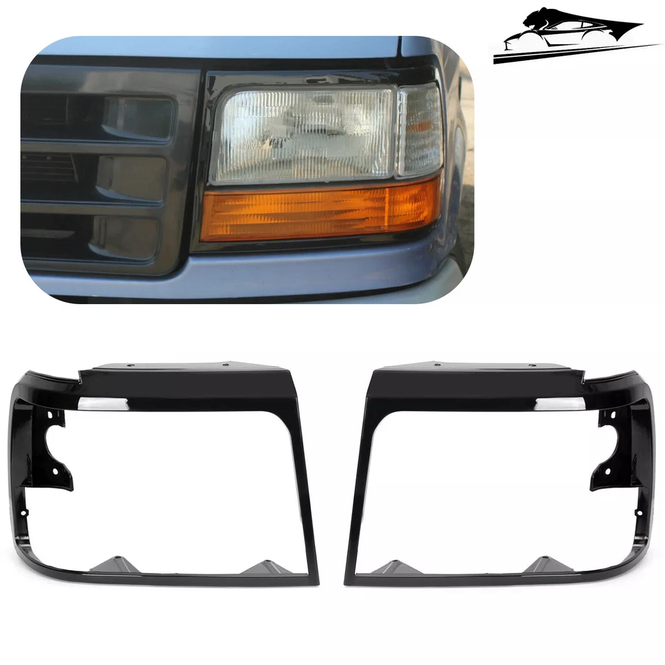 Juego de bisel de ajuste de faros para camioneta Ford Bronco F150 1992-1996 negro Foto 1 de 4