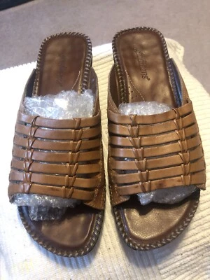 Auditions Leather Slip On Sandals, Size 9W - Image 1 of 4