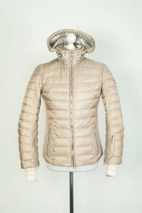 -Women's Bogner Ski Puffer Winter Hooded Beige Parka Jacket Size 40 US 10 - Picture 1 of 12