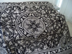 Black & Cream, Cotton Bedspread, Wall Hanging, Throw - Picture 1 of 4