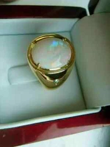 3.50Ct Lab-Created Opal Engagement Solitaire Men's Ring 14K Yellow Gold Plated - Picture 1 of 5