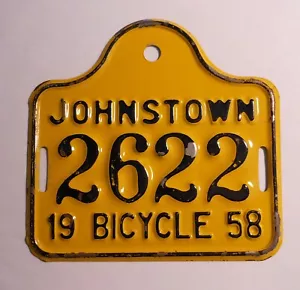 Vintage Pennsylvania 1958 Johnstown Bicycle License Plate - Picture 1 of 1