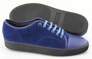 Men's LANVIN 'Lace-Up' Blue Leather / Suede Sneakers Size US 12 UK 11 - Picture 1 of 6