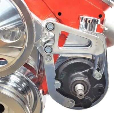 SBC 283 305 350 400 Billet Aluminum Power Steering Bracket Long Water Pump LWP - Image 1 of 2