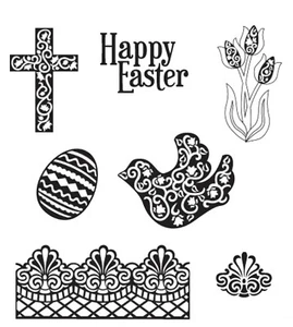 Sizzix Easter 7pc Stamp set #660636 Retail $9.99  designer Jen Long Retired!! - Picture 1 of 4