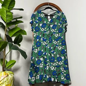 CAbi XXL Celebrate Dress in Comic Strip Floral Reversible Green Blue NEW 6148 - Picture 1 of 11