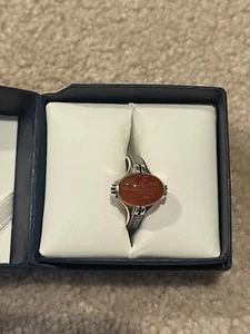 Men Ring STERLING SILVER 925 Natural Red AGATE AQEEQ Size 11 - Picture 1 of 4