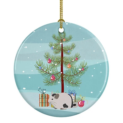 Mosaic Chinchilla Merry Christmas Ceramic Ornament CK4435CO1 - Image 1 of 2
