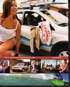 Vintage print ad TOYOTA Girl changes in Car Beach Bathroom ROXY ECHO 2001 car ad - Picture 1 of 1