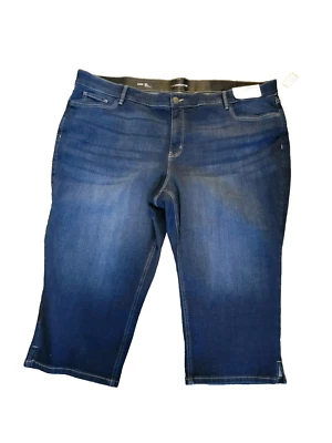 Liz Claiborne sara crop waistband slimming Panel Jeans 26W Dark Blue NWT - Image 1 of 4