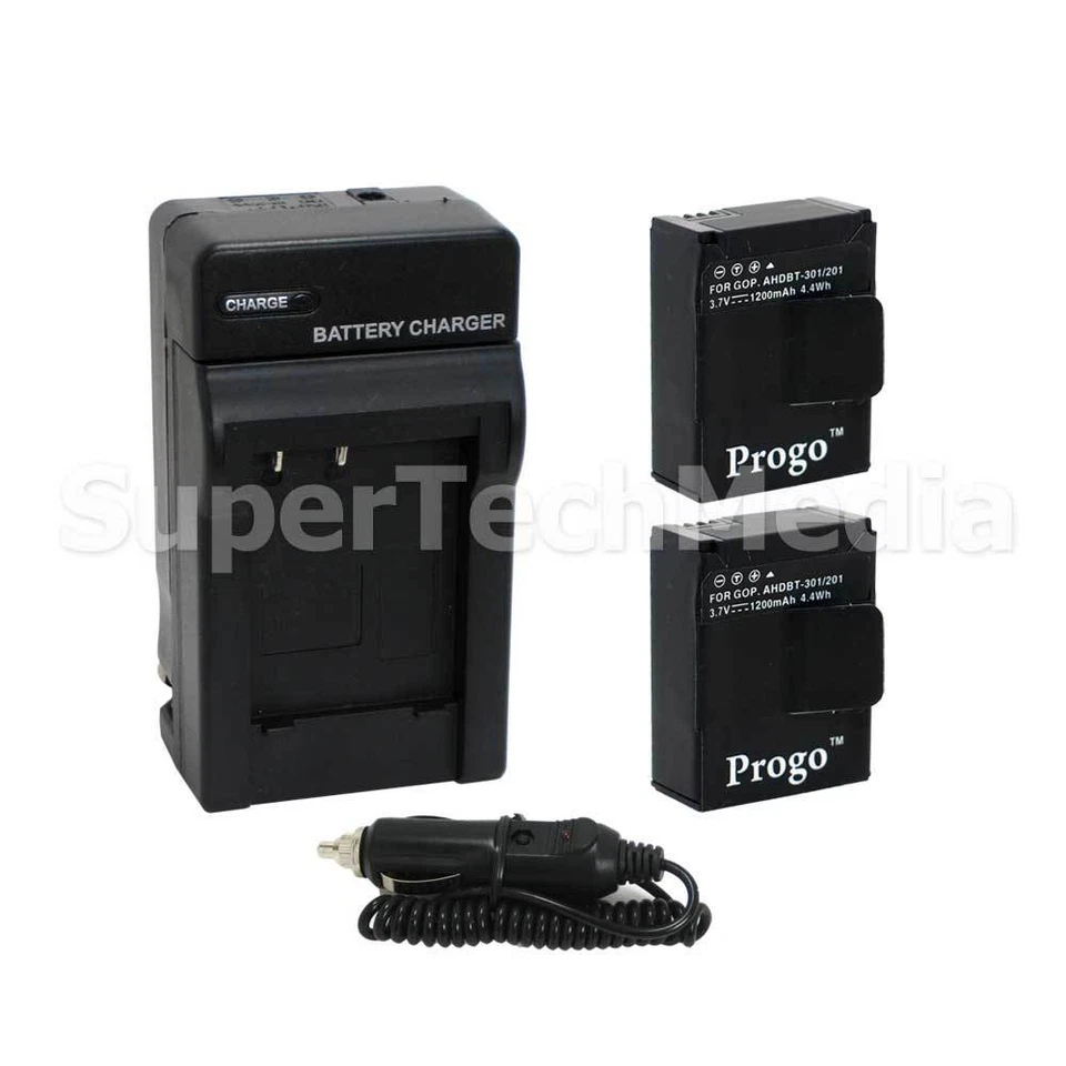 2 x Battery + Charger Kit For GoPro HD Hero 3 HERO3 Camera AHDBT-201 AHDBT-301 - Image 1 of 1