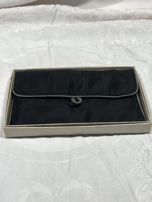 Bolso de Cosméticos Vintage Betty Lou Botón Negro Forrado en Caja Original - Nuevo Sin Usar Foto 1 de 4