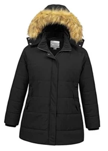 Women's Plus Size Winter Coat Waterproof Long Puffer Jacket Warm 3X Black - Picture 1 of 7