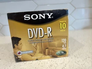 Sony DVD-R 8x 4.7GB 120 Minute Blank Disc 10-Pack New Sealed - Picture 1 of 5