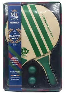 Silver One International The Champions Club Court 2 Wood Paddles 2 Paddleballs - Picture 1 of 5