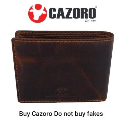 RFID Blocking Brown Vintage Leather Men's Bifold Center Flap Wallet - Image 1 of 4