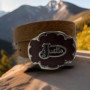Justin Boys Top Grain Cowhide Leather Belt Made in USA Size 26 NWT C30079 - Picture 1 of 7