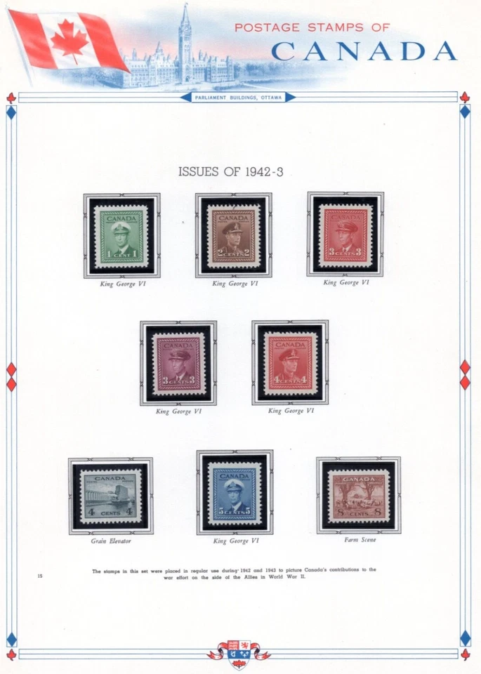 CANADA 1942-1949 SC. #249-262, 268-273, 284-293 ALL MINT NEVER HINGED VF-XF - Image 1 of 4