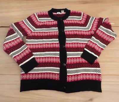 Cárdigan Sudadera Lee Vintage Años 90 Hecho en EE. UU. Rojo, Negro Rayas Talla XL Foto 1 de 3